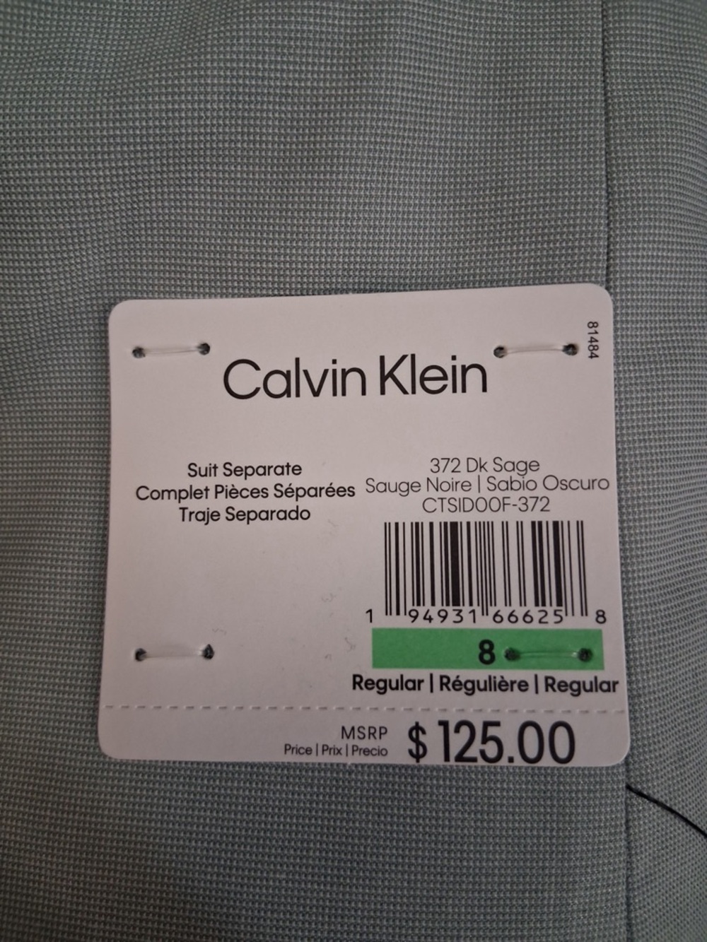 Calvin Klein Boys' Slim-Fit Stretch Suit Jacket -Dark Sage - Picture 7 of 13